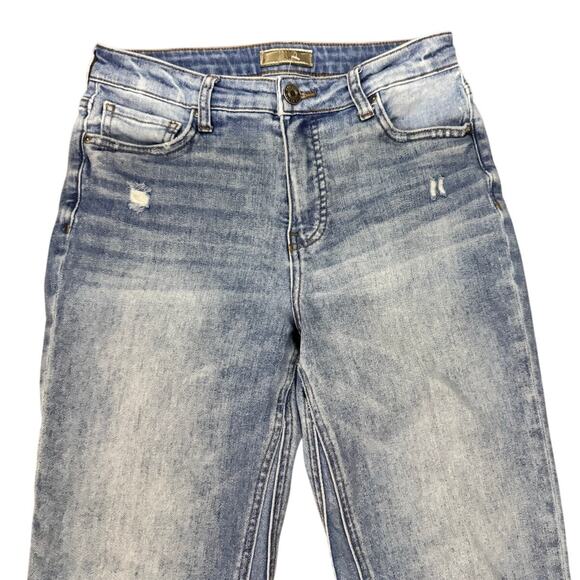 Kut From The Kloth Women’s 2 Distressed Straight Crop Jeans Light Wash Raw Hem - Picture 2 of 6